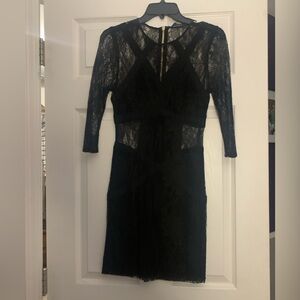 Women's Allsaints Spitalfields Black Lace 3/4 Sleeve Bodycon Mini